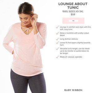 Ruby Ribbon Pink Lounge About Tunic #1669